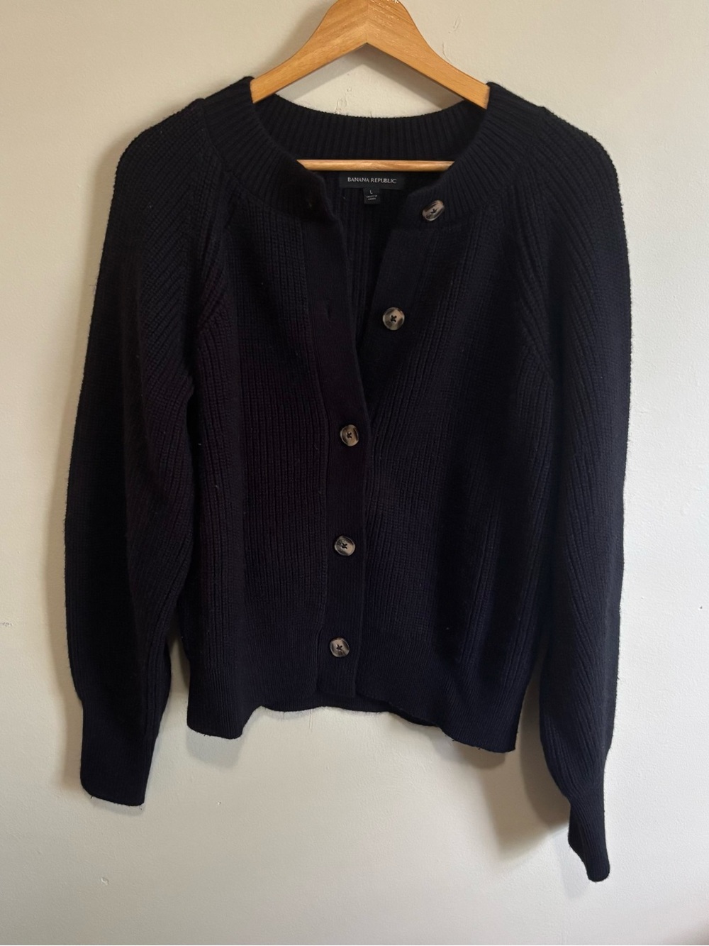 Banana Republic Navy Chunky Knit Button Cardigan Sweater Size L